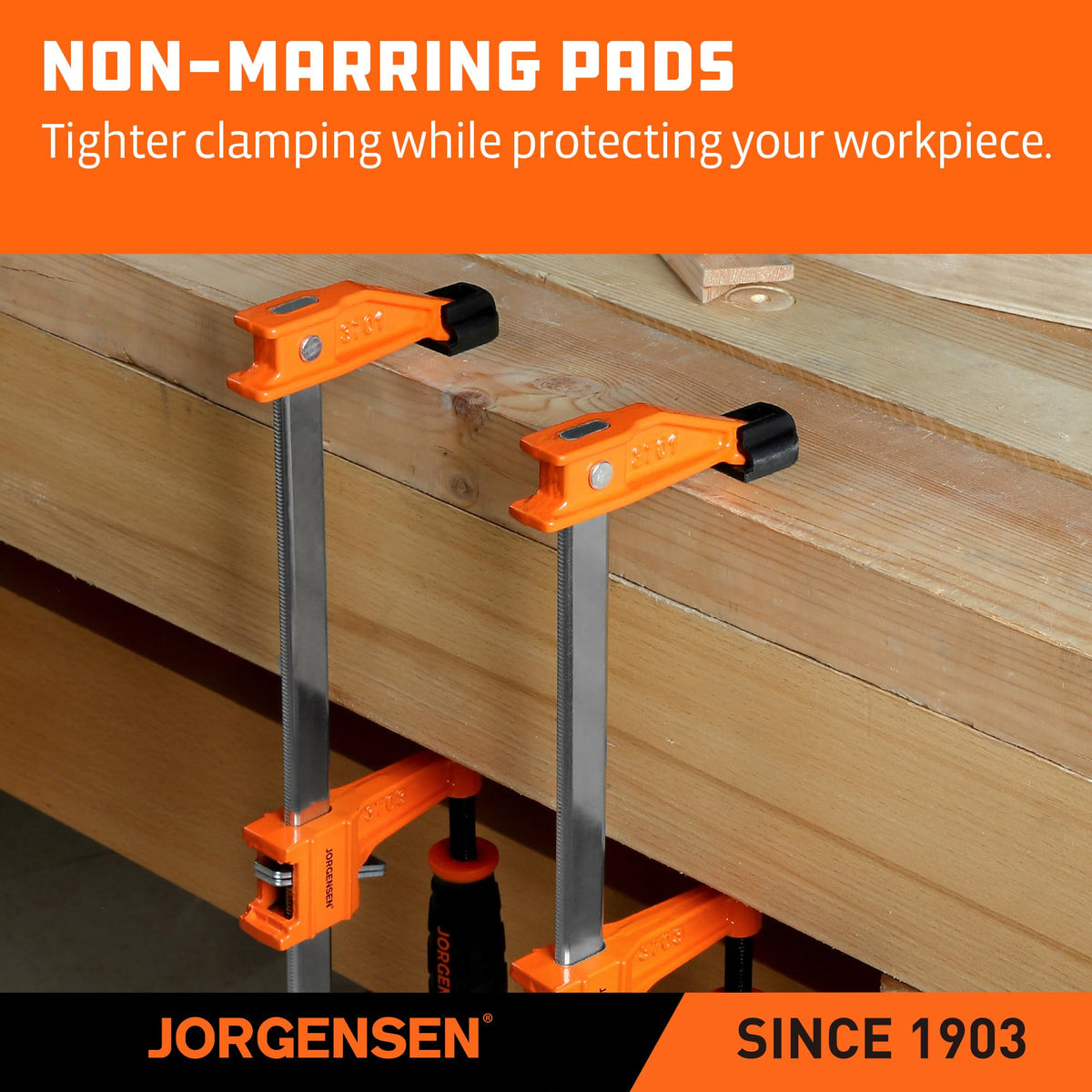 Jorgensen 24" Medium-Duty Steel Bar Clamp Set, 600 lbs Load Limit, 2-Pack