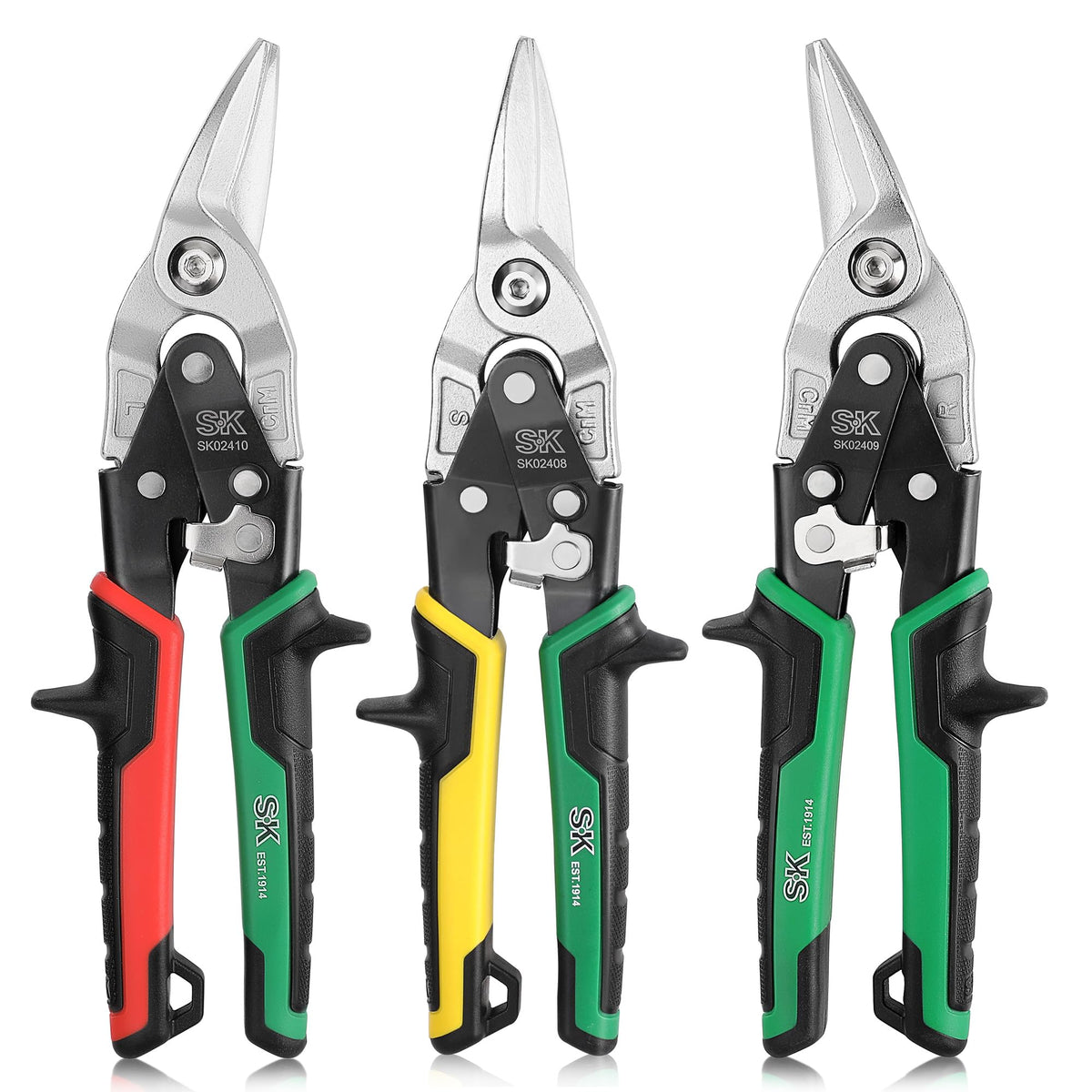 SK Tin Snips Heavy Duty, Left, Right and Straight Cut Aviation Snips Set