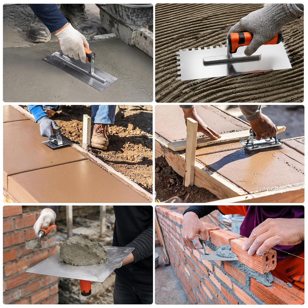 9-Piece Concrete Tools and Masonry Trowel Set with Edger and Hawk