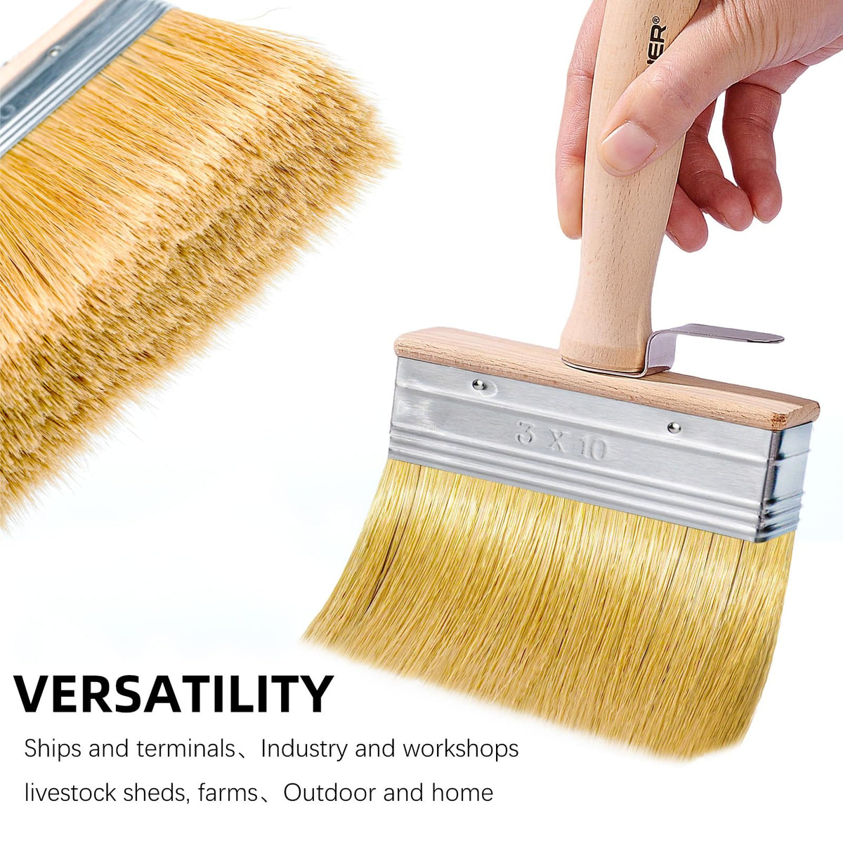 Wesquer 3 Pack Deck Stain Limewash Paint Brush Set