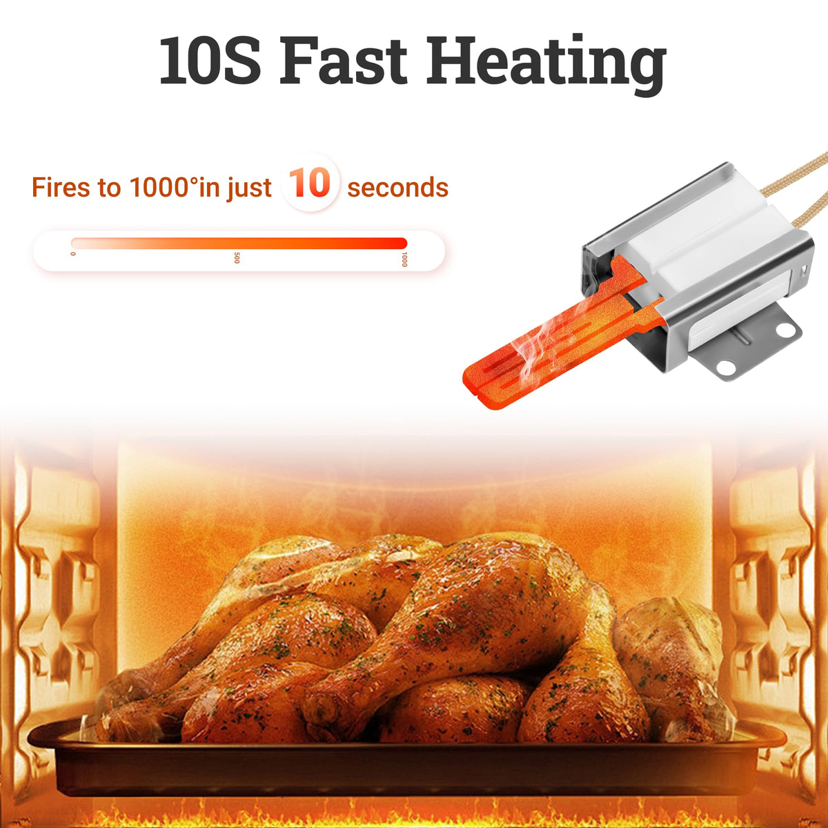 501rb Oven Igniter, 316489403 Stove Igniter Replacement Fit for Frigi-daire Ken-more Cros-ley Gas Range Igniter by Fetechmate, Replace Model 501rb Oven Igniter, 5304508786, 7316489403, 316489403