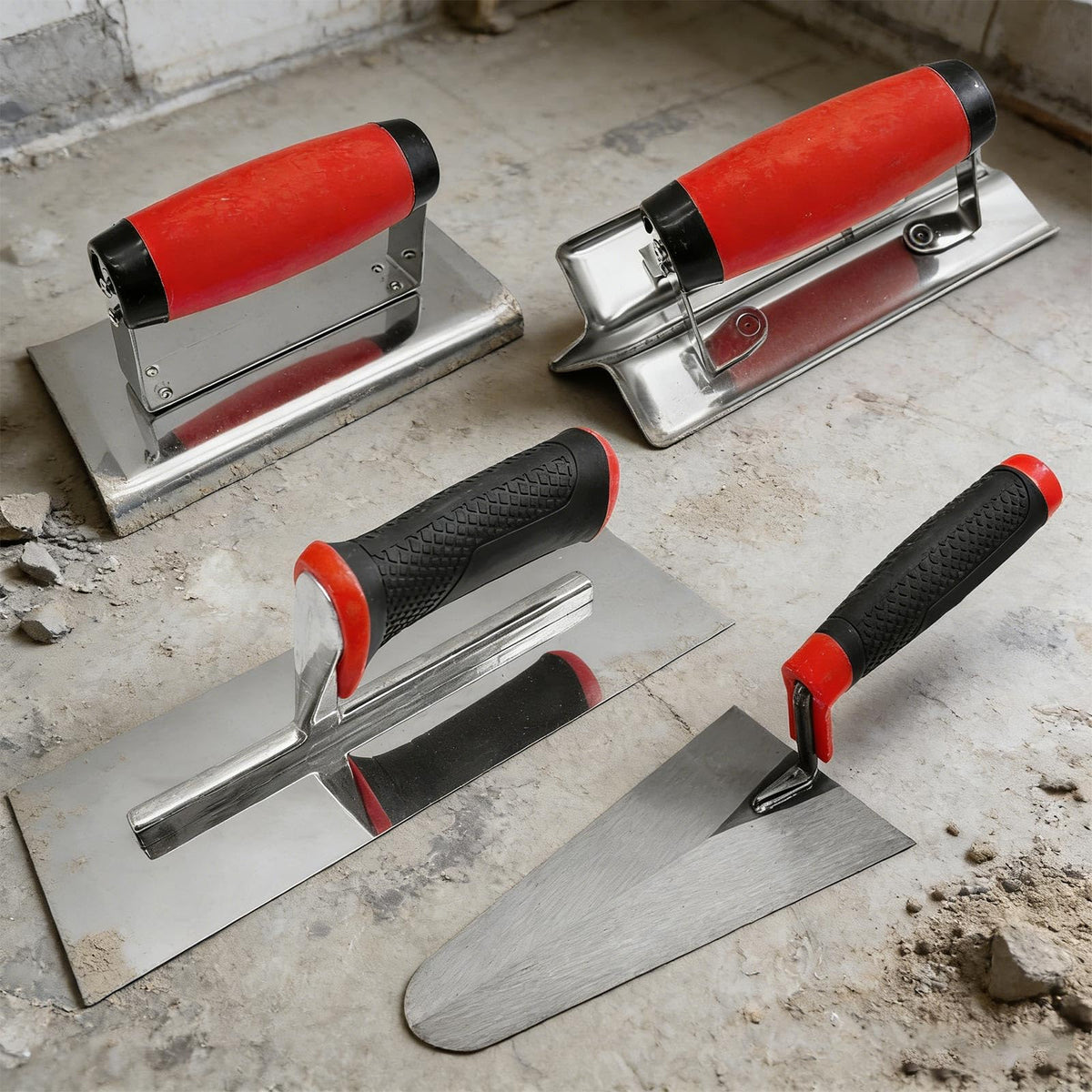 Hubaow 4 PCS Concrete Tool Set, Finishing & Gauging Trowel, Edger Groover