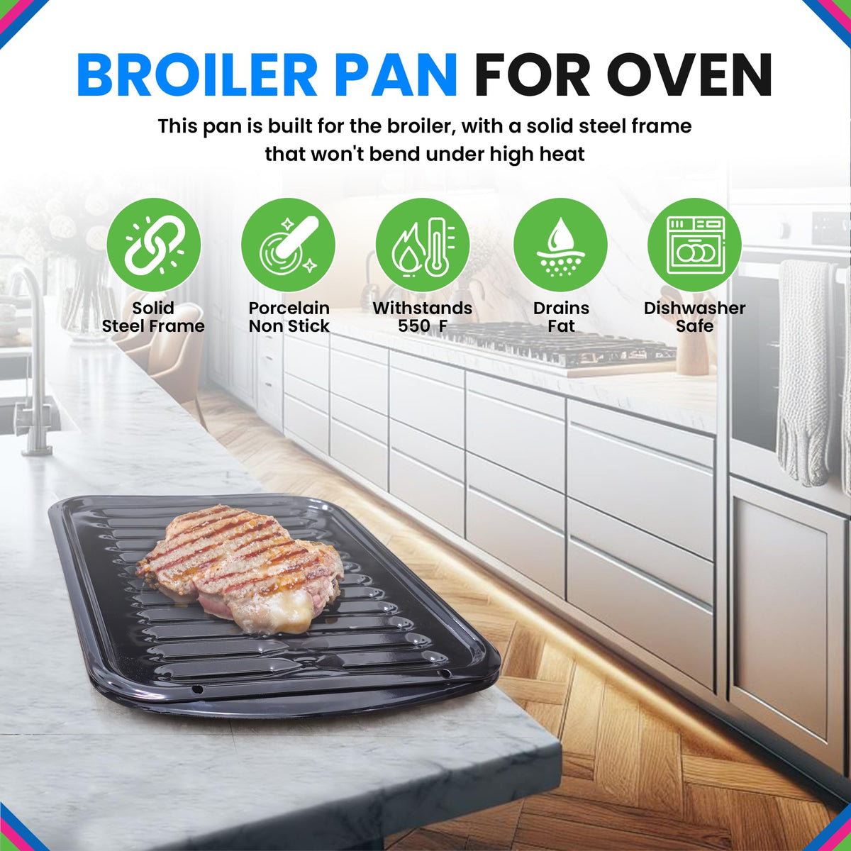 Broiler Pan for Oven Nonstick Porcelain Coated - 1