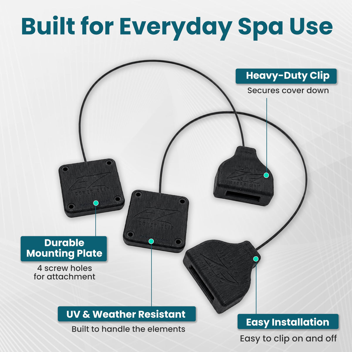 EZ Cover Clip - Hot Tub Cover Clips Replacement - 12" Spa Cover Clips - 2PK