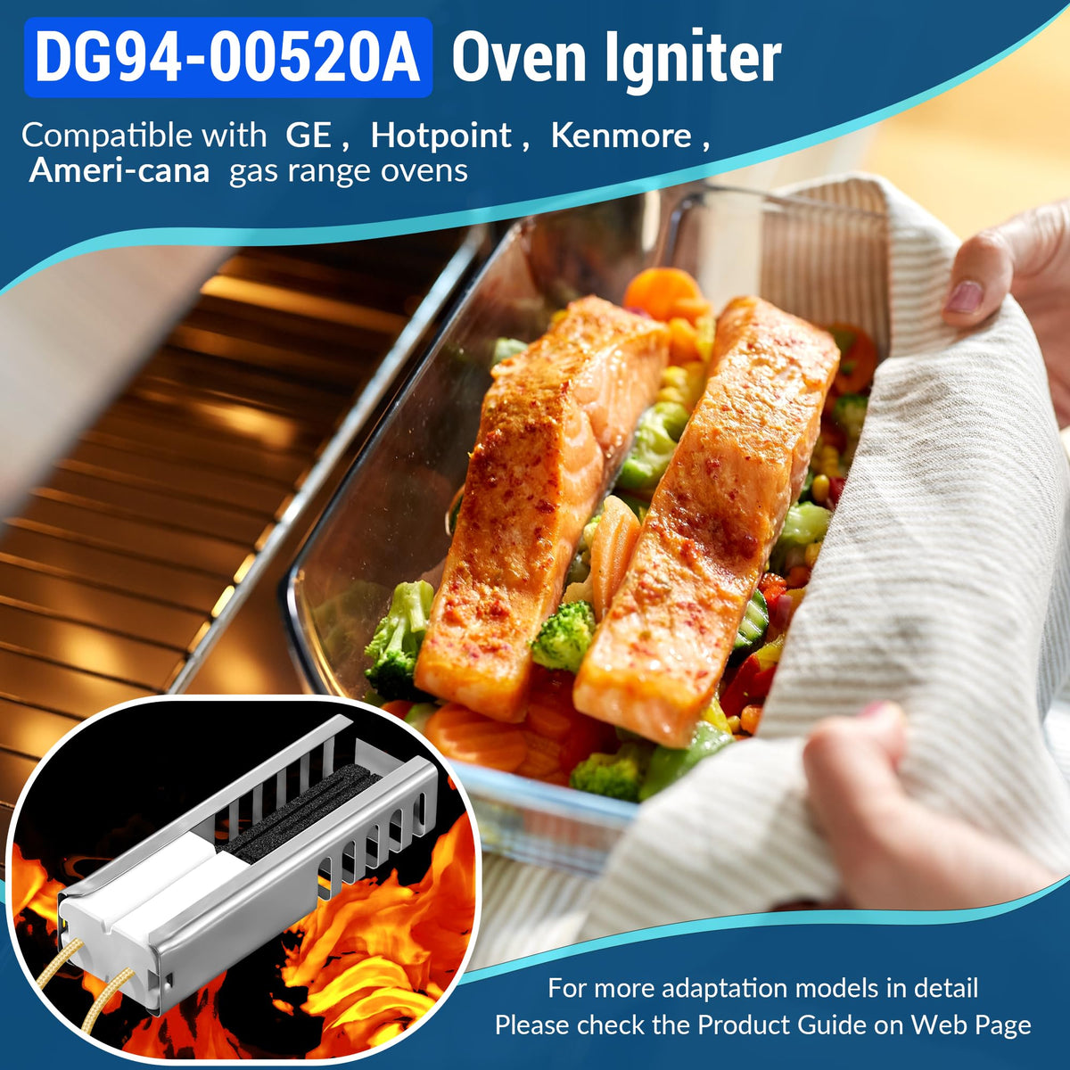 2 Pack Gas Oven Igniter Compatible with DG94-00520