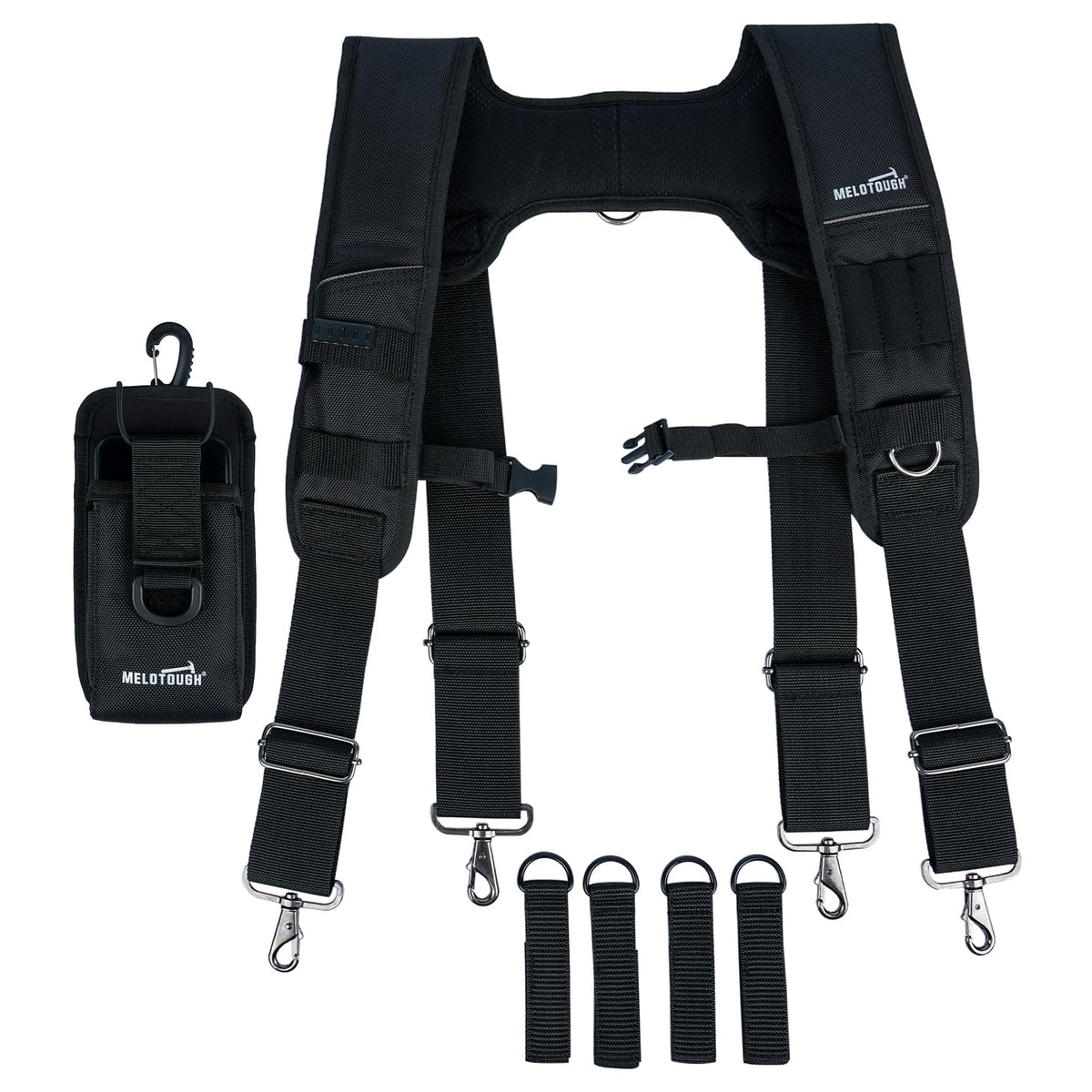 MELOTOUGH Tool Belt Suspenders Construction Bag Suspenders Padded Work belt Suspenders for Carpenter/Electrician/Roofing/Farmer work Suspension Rig(H Back)