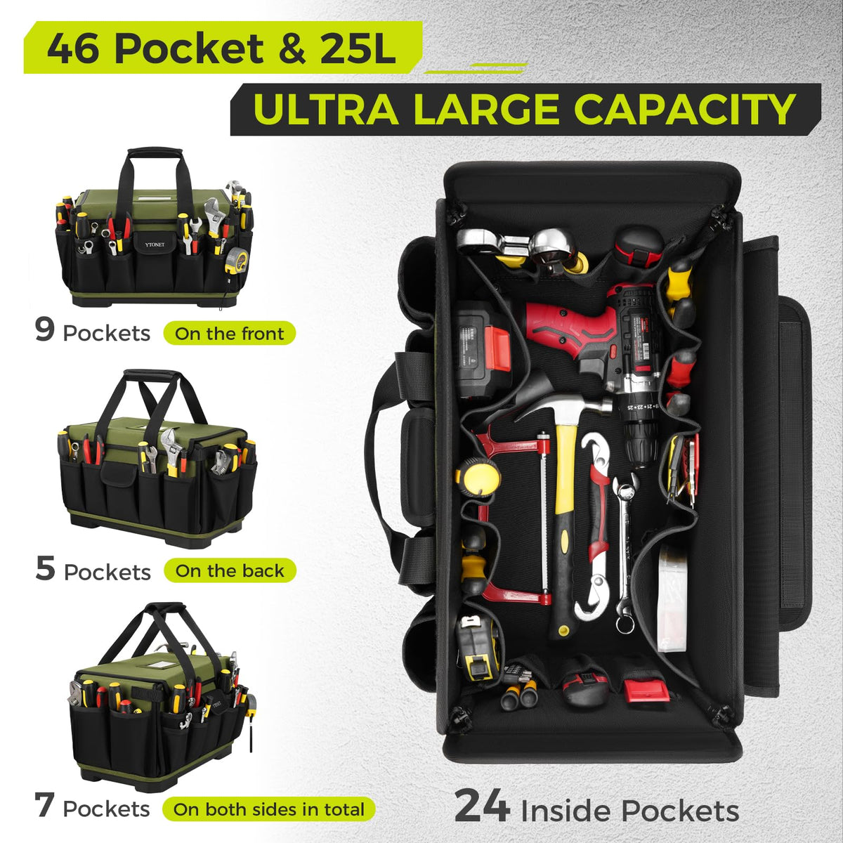 Heavy Duty Tool Bag 16-Inch, Tool Bags for men Toolbox Organizer Tote Gifts