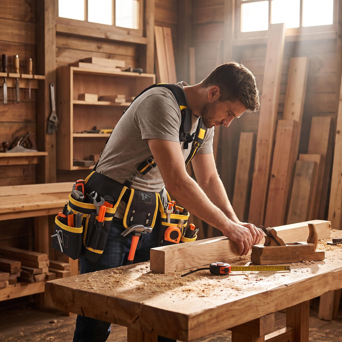 Tool Belt with Suspenders, 27-Pockets Heavy Duty Tool Belts for Men