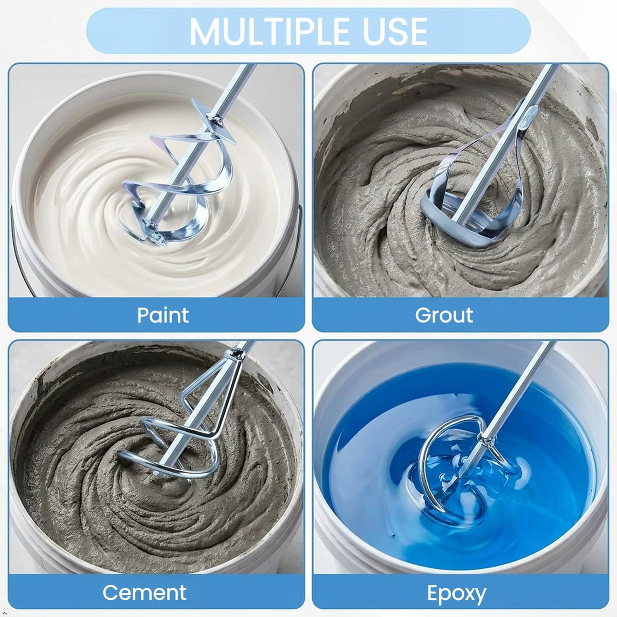 Paint Mixer for Drill 3 Pack, 15.7" Steel Epoxy Resin Mud Paddle Set