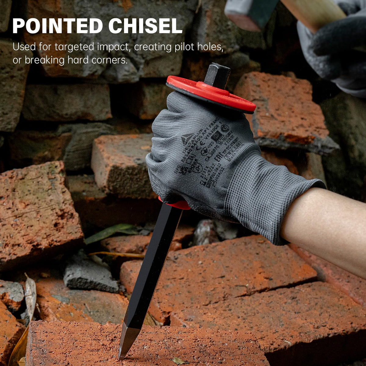 ROTATION 3PC Heavy Duty Masonry Chisel Set with Hand Guard