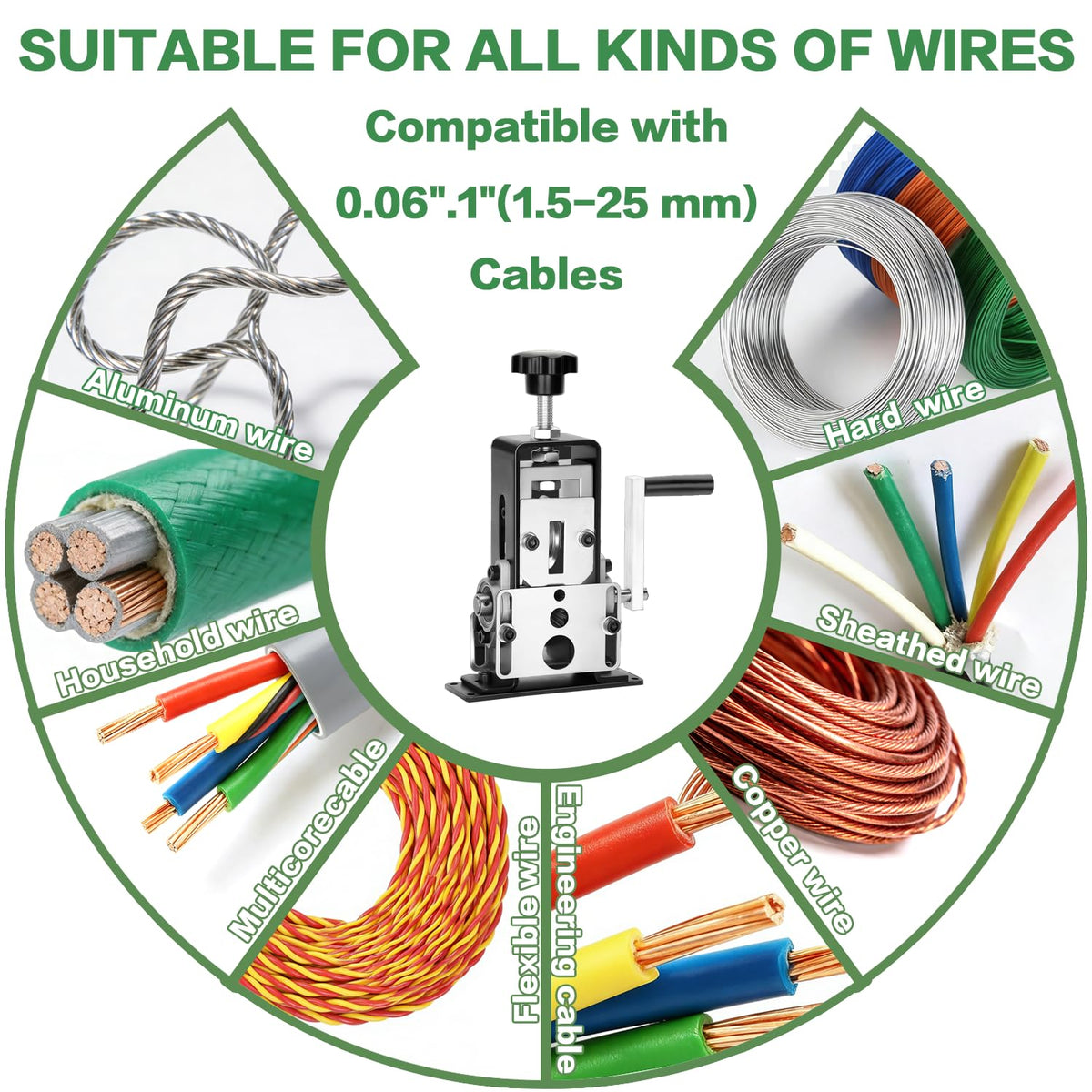 TORRIDE Manual Wire Stripping Machine, Gauge Wire 0.06-1"
