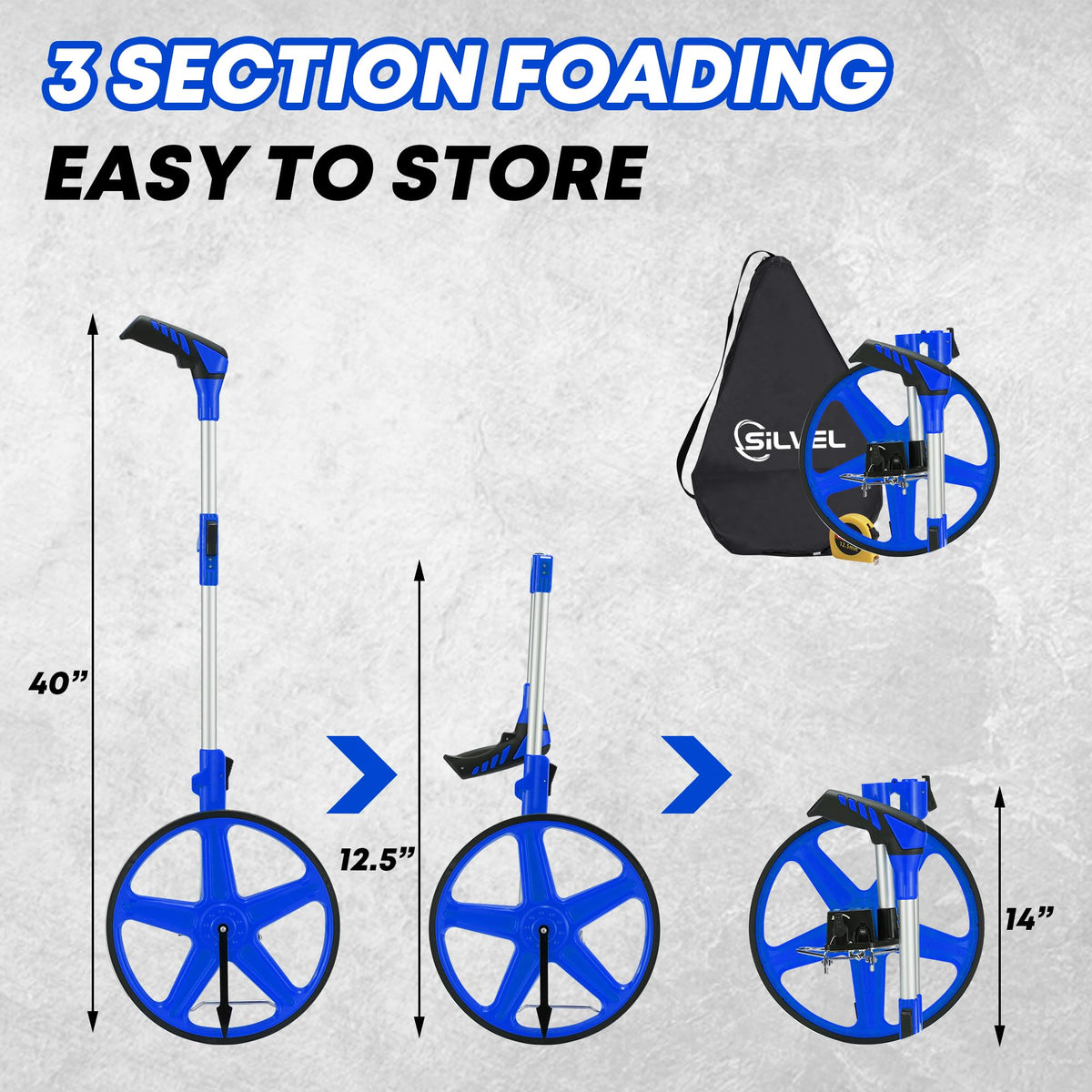 SILVEL 12 Inch Measuring Wheel, MAX9999FT Measuring Wheel in Feet and Inches, One key to Zero Rolling Tape Measuring Wheels