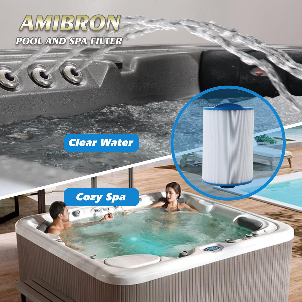 AMIBRON PMAX50 Spa Filter Replaces FC-0300, 5CH-35, PAS35P, PMAX50P4, 2Pack
