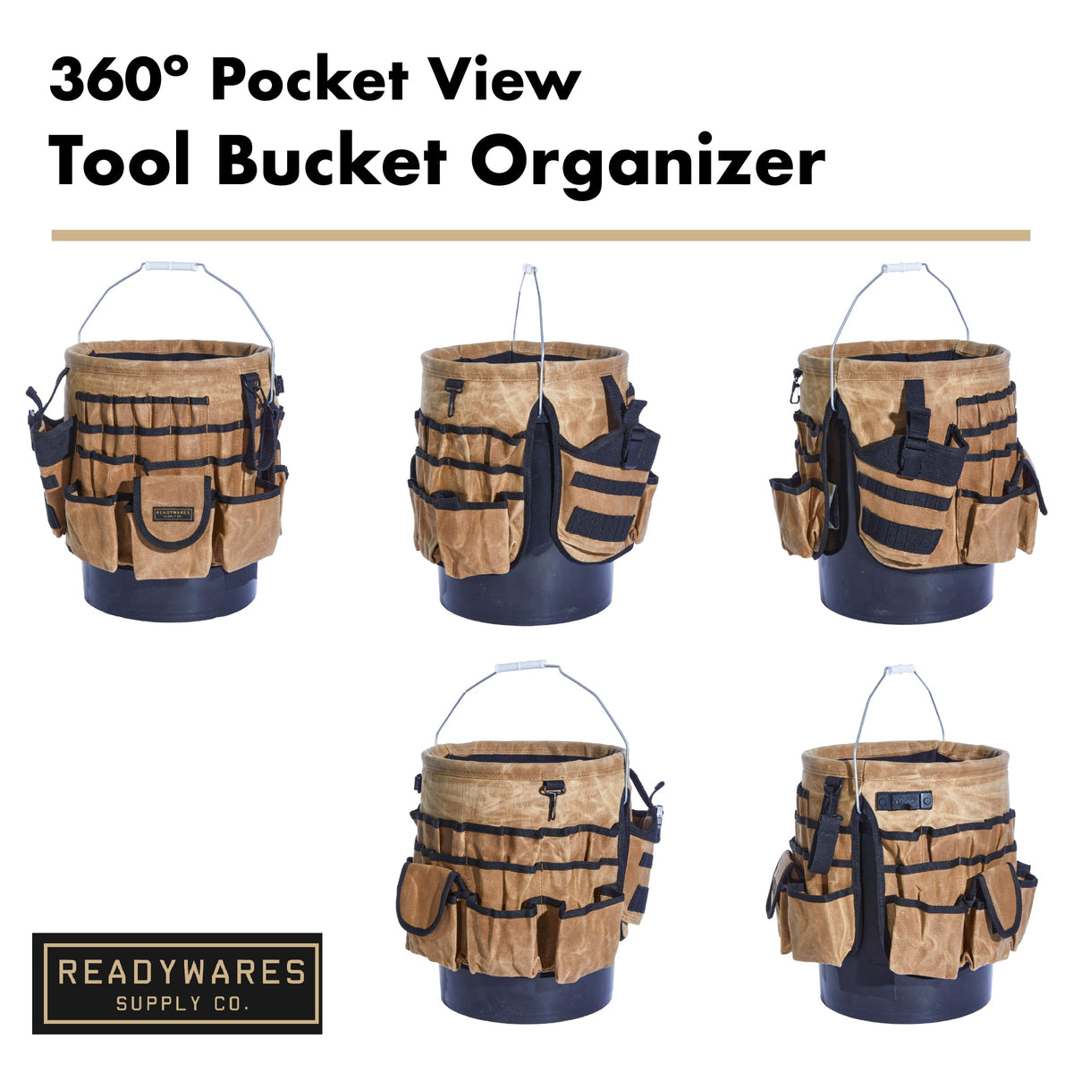 Readywares Tool Bucket Organizer, Waxed Canvas 5 Gallon Bucket Organizer