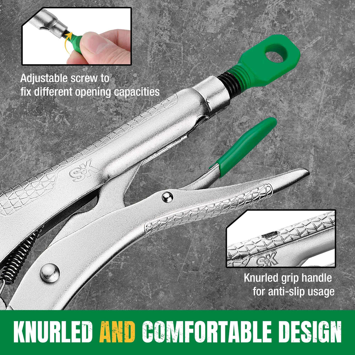 SK 2-Piece C-Clamp Locking Pliers Set, 6" & 11" Vice Grips with Swivel Pads