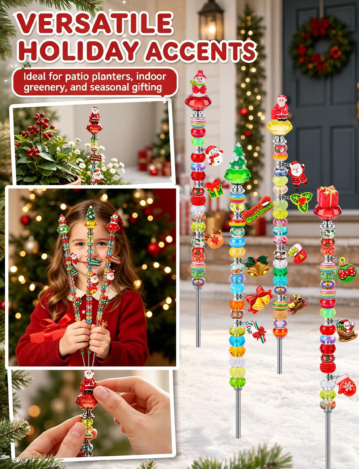 Christmas Beaded Garden Stakes, 12 in Fairy Wand Garden Stake Beads Kits