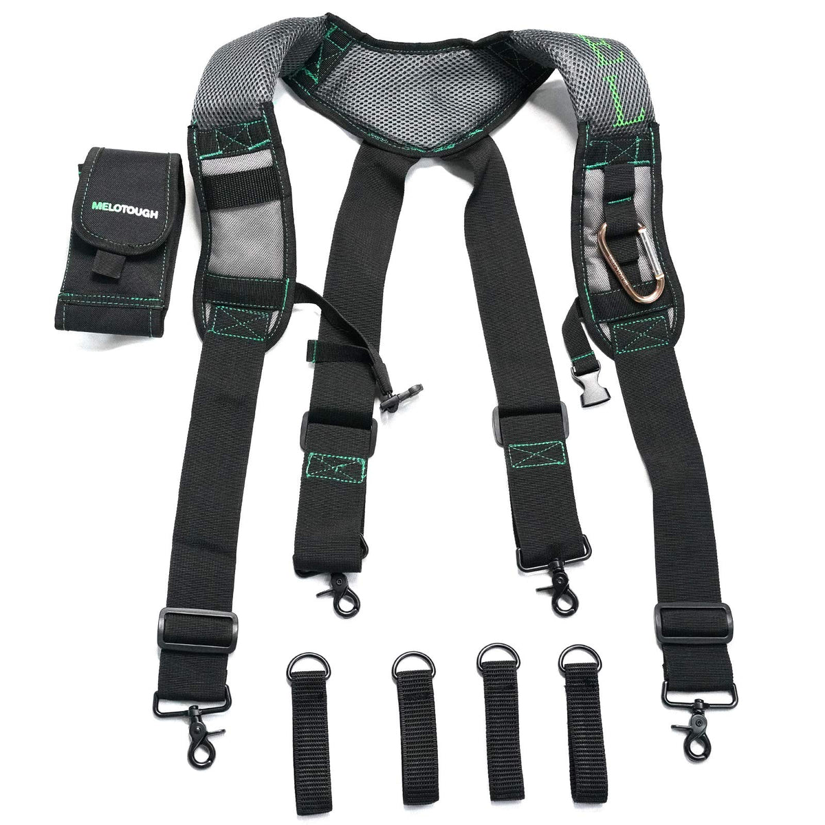 MELOTOUGH Gel Tool Belt Suspenders Work Belt Suspenders with Gel shoulder pad for Electrican/Construction/Farmer (Trigger Snap Hook end work Suspenders)