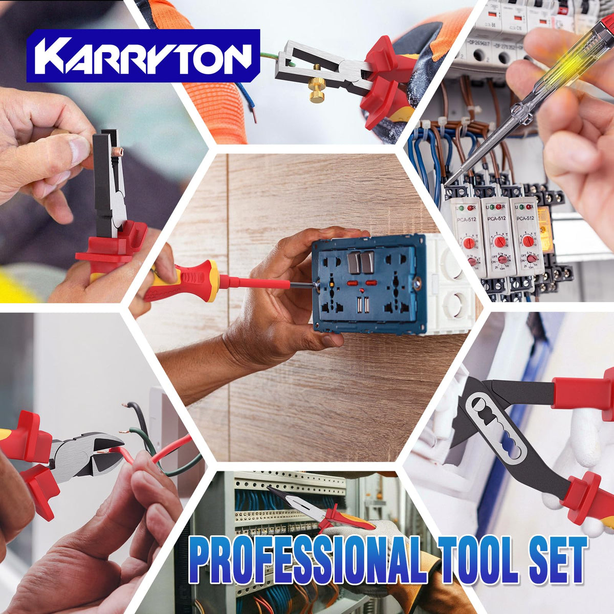 KARRYTON 14PCS 1000V Insulated Electrician Tool Set