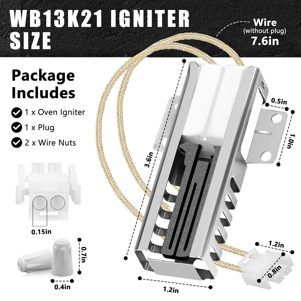 WB13K21 xl44 Gas Oven Igniter Replacement Fit for G-E xl44 Sam-sung Hot-point Ken-more Gas Range, Universal Oven Igniter Replaces DG94-00520A IG9998 WB13T10045 WB13K10026 Norton 501a by Fetechmate