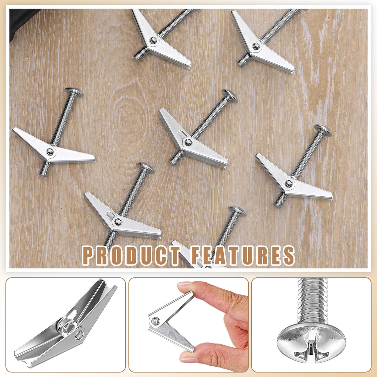 Yaocom 50 Pcs 5/16" X 3" Toggle Bolts and Wing Nut Wall Anchor for Drywall