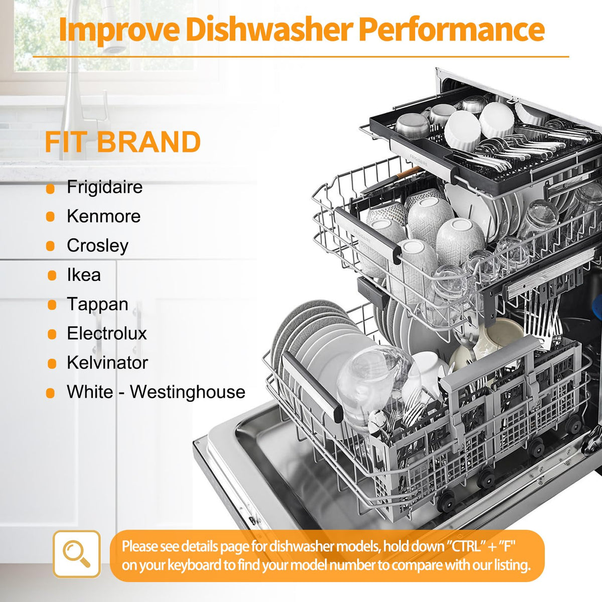 Upgraded 5304535380 Dishwasher Upper Rack Replacement Parts for Frigidaire Kenmore Dishwasher Rack FFCD2413US4A FBD2400KB12B Upper Dishrack Assembly Frigidaire Crosley Dishwasher Top Rack Rollers