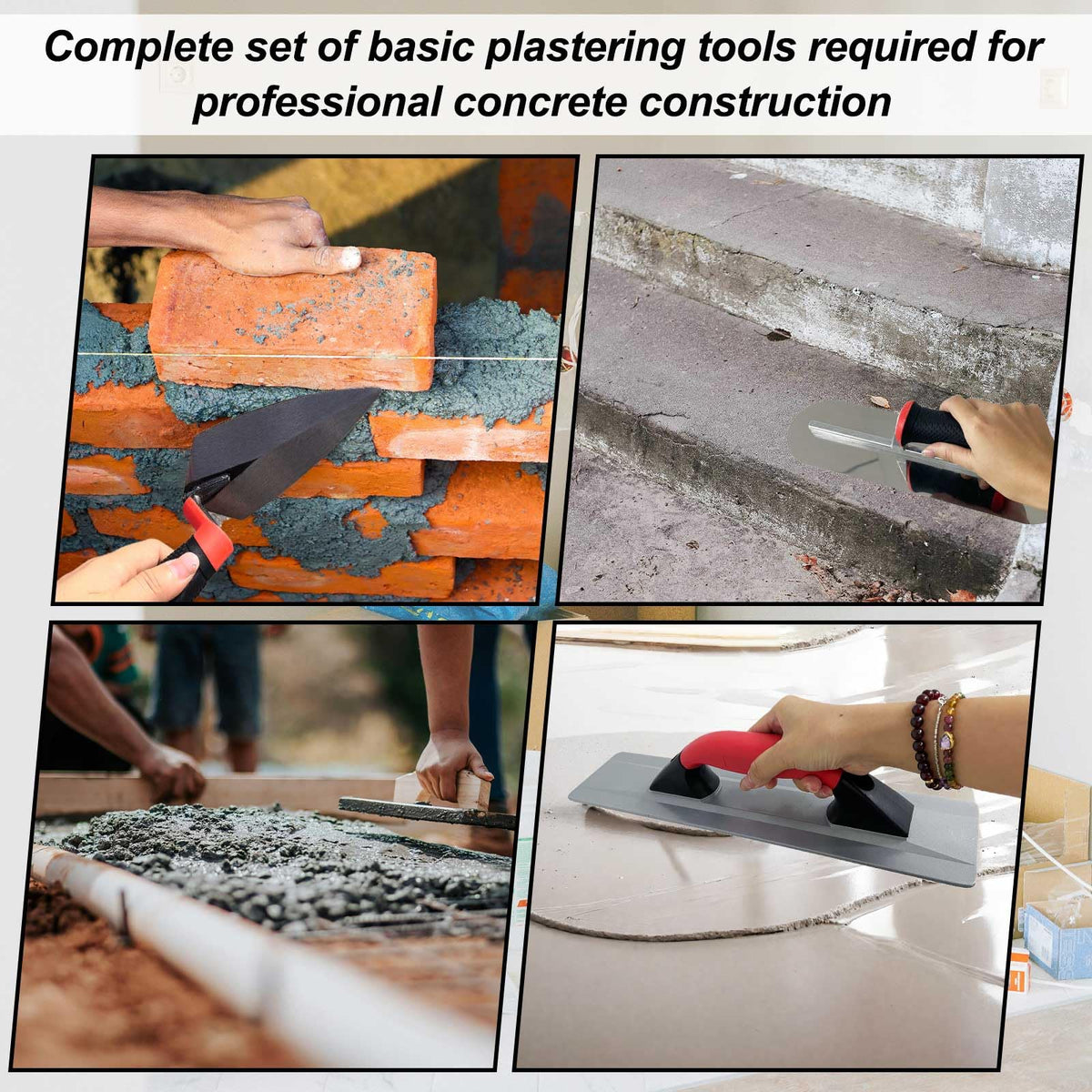 WYPROCEED 10 PCS Concrete Trowel Set, Masonry Hand Tool Kit with Carry Bag