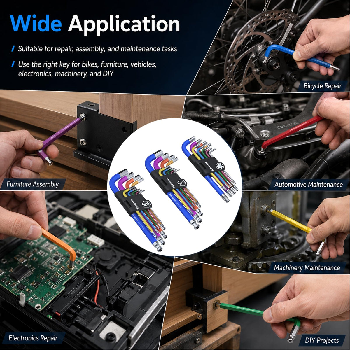 Kimapeso 27 PCS Allen Key Set Torx SAE Metric Allen Wrenches Set Long Arm Ball End Hex Key Wrench Sets with T-Handle L-Hex Key Set Metric 1.5 to 10mm SAE 1/16 to 3/8″ Torx T10 to T50