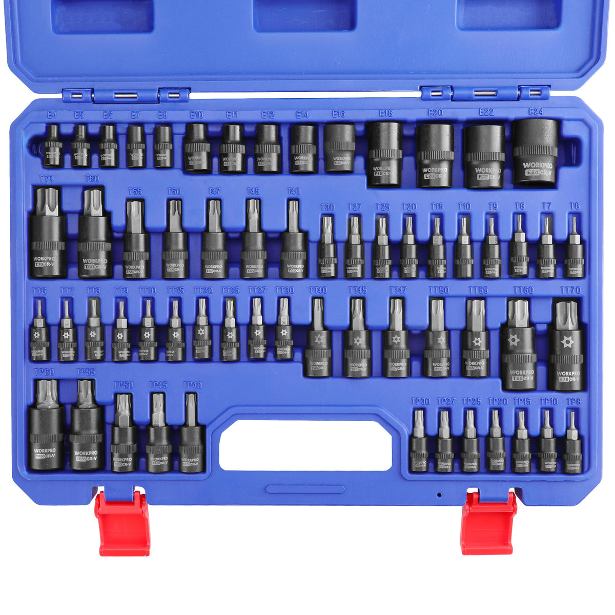 WORKPRO 60-piece Master Torx Bit Set,CR-V Torx Sockets & E Socket Set