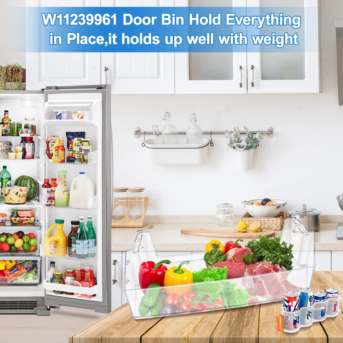 [2 PACK] UPGRADED W11239961 W10900538 Refrigerator Door Shelf Bin Compatible with Whirlpool Refrigerator Door Shelf Parts PS12578777 AP6333410 WRS315SDHZ08 WRS321SDHZ08 WRS315SDHM WRS325SDHZ Door Bin