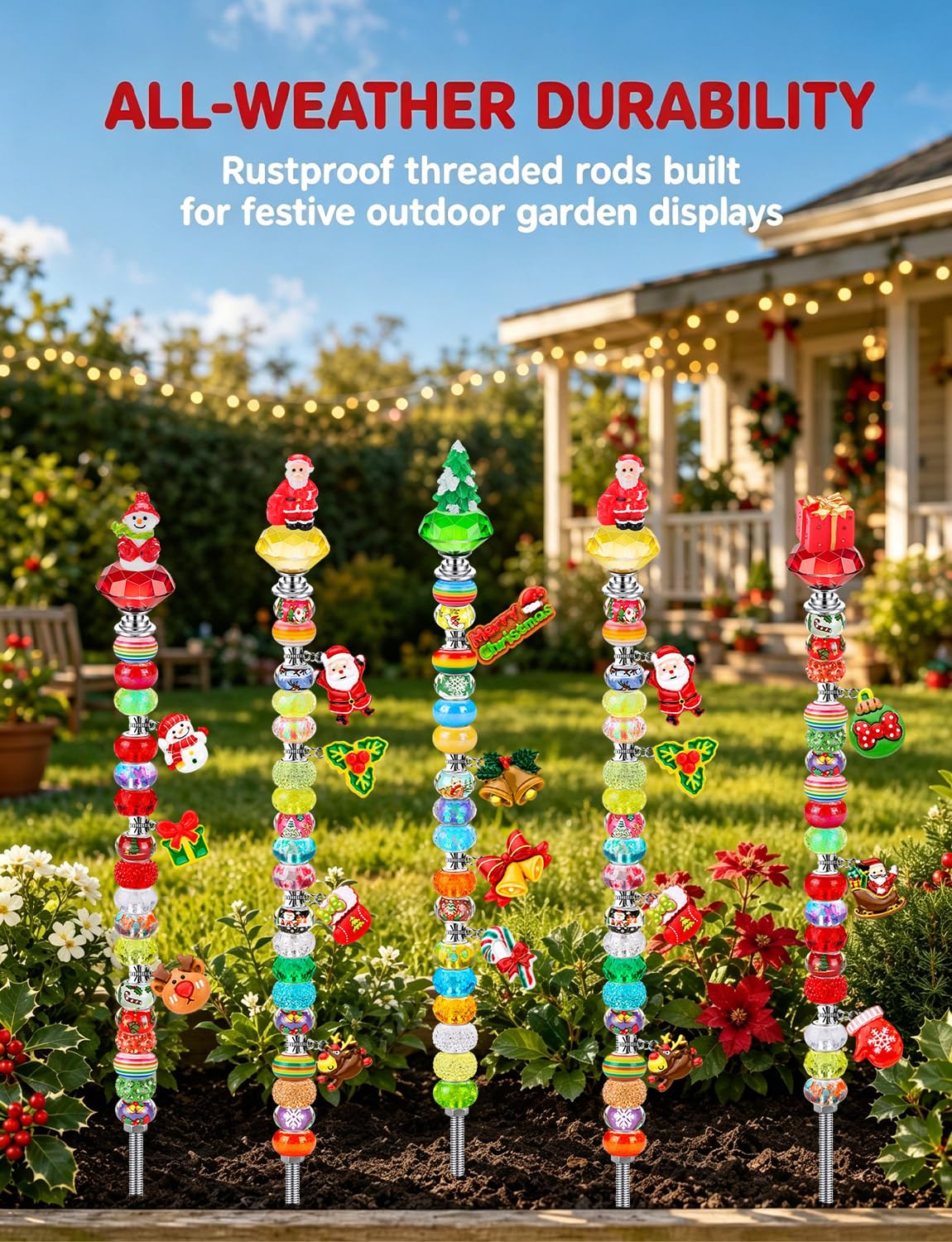 Christmas Beaded Garden Stakes, 12 in Fairy Wand Garden Stake Beads Kits