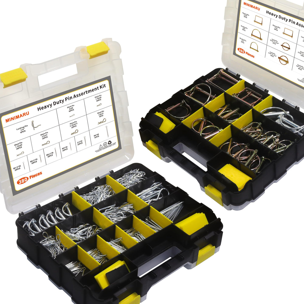 380 Pcs Heavy Duty Pin Kit, Hitch, R, Hair, Lynch, PTO Pins for Trucks, Trailers, Tractors, Mowers, Accessories, Farm, Lawn, Hitches, Garden
