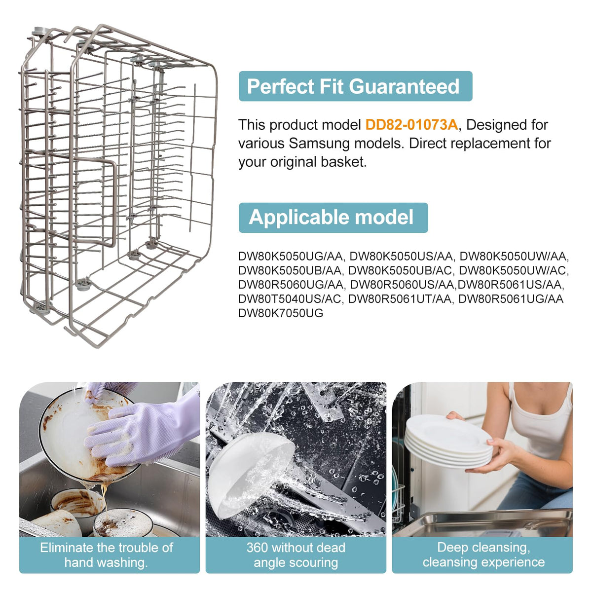 【2026 UPGRADED】DD82-01073A Lower Rack Assembly Replacement Parts Fit for Samsung Dishwasher Dishrack DW80R5061,DW80R5060,DW80K7050UG,DW80K5050US Series