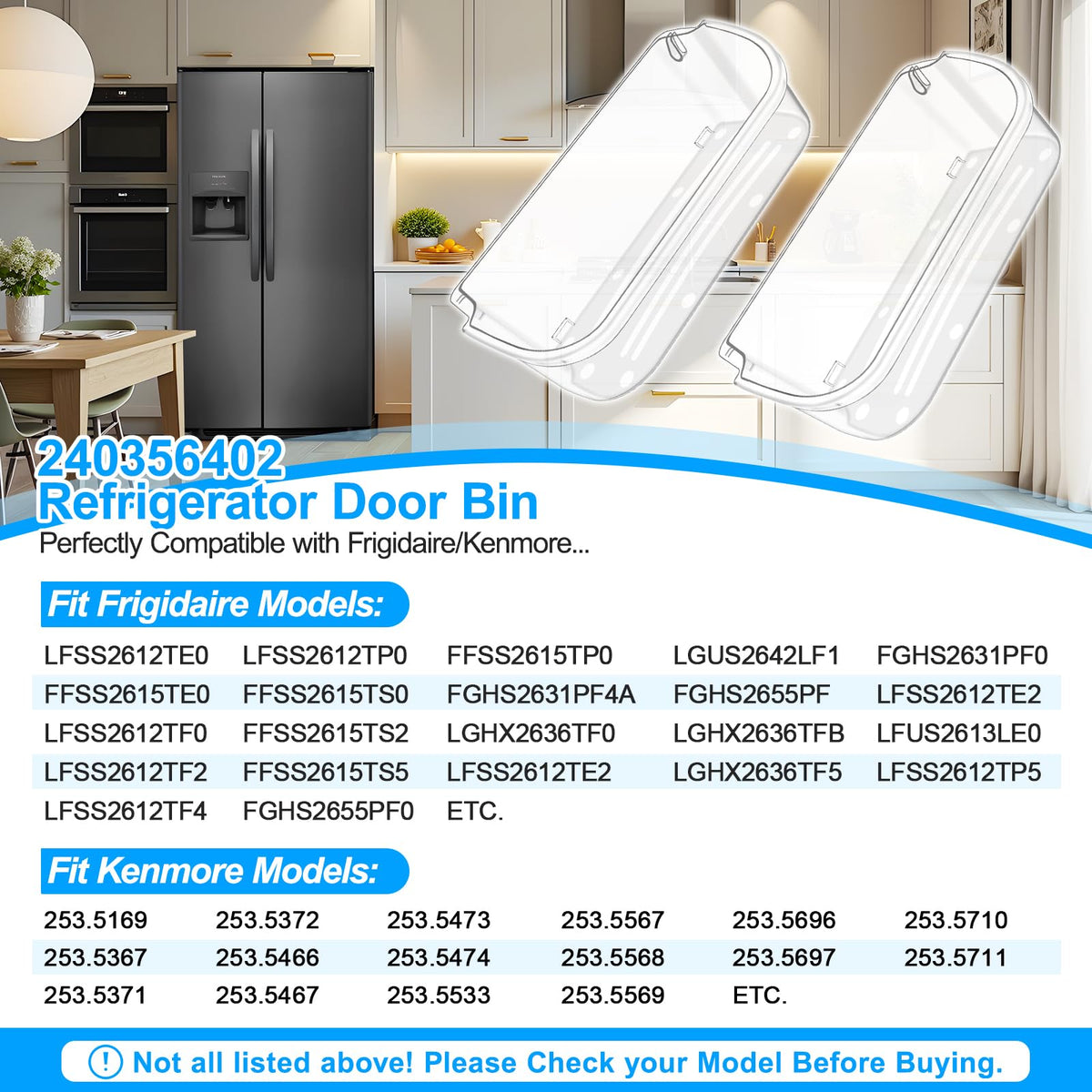 ALVAR 240356402 Refrigerator Door Bin for Frigidai