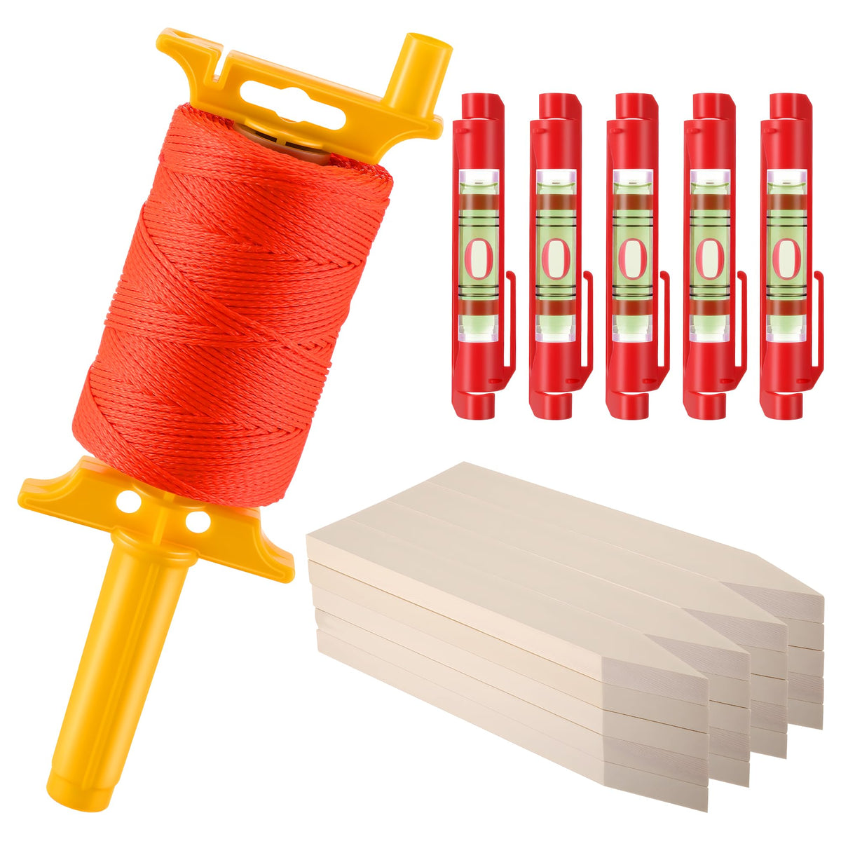 20 Pc 12'' Wooden Garden Stake, 1 Pc Mason Line String with Handle