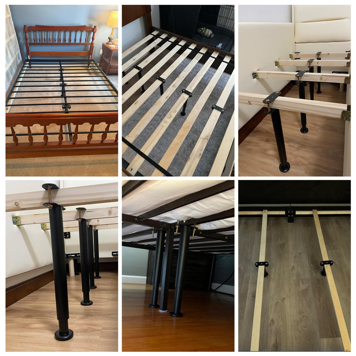 Adjustable Height Bed Support Legs 13.8-23.6 inch, Bed Frame Center Support Legs for Bed Frame/Bed Center Slat/Furniture, Heavy Duty Metal Bed Replacement Legs Bed Slats Support Legs, Upgraded Version