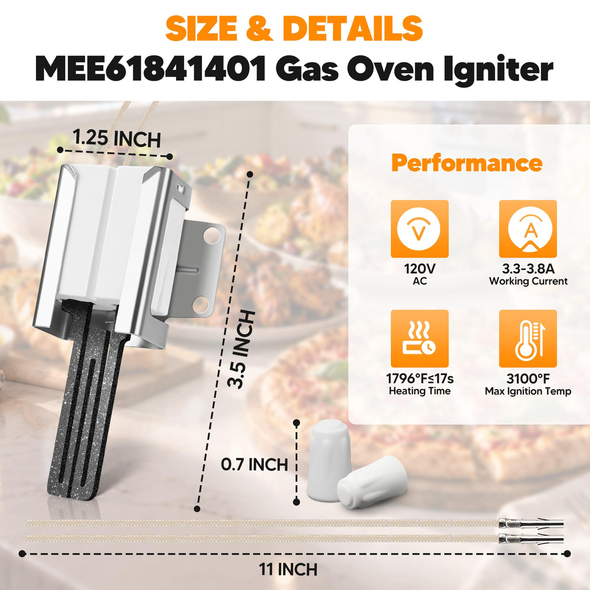 MEE61841401 Gas Range Oven Igniter Replacement Fit for LG Gas Stove (LRG, LSS, LDG, LSG, LTG Series), Replaces MEE61841403 MEE63084901 MEE61841401 Oven Burner Igniter, Flat Glow Bar, By NISHCON