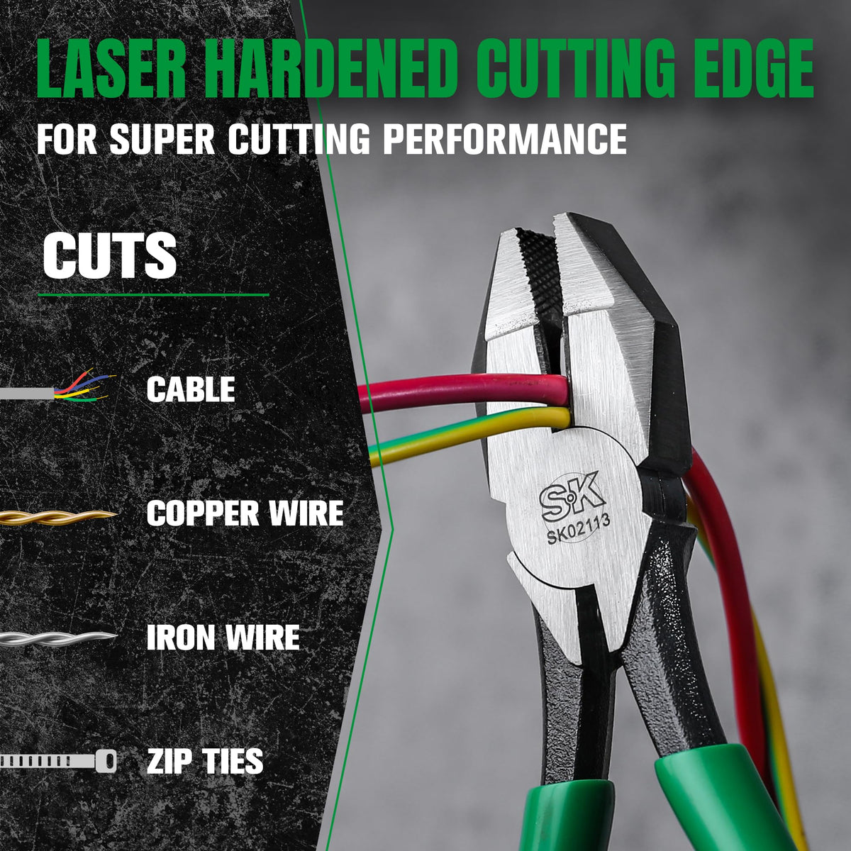 SK 9" Ironworker's Pliers, Linesman Pliers with Heavy Duty Knurled Jaws