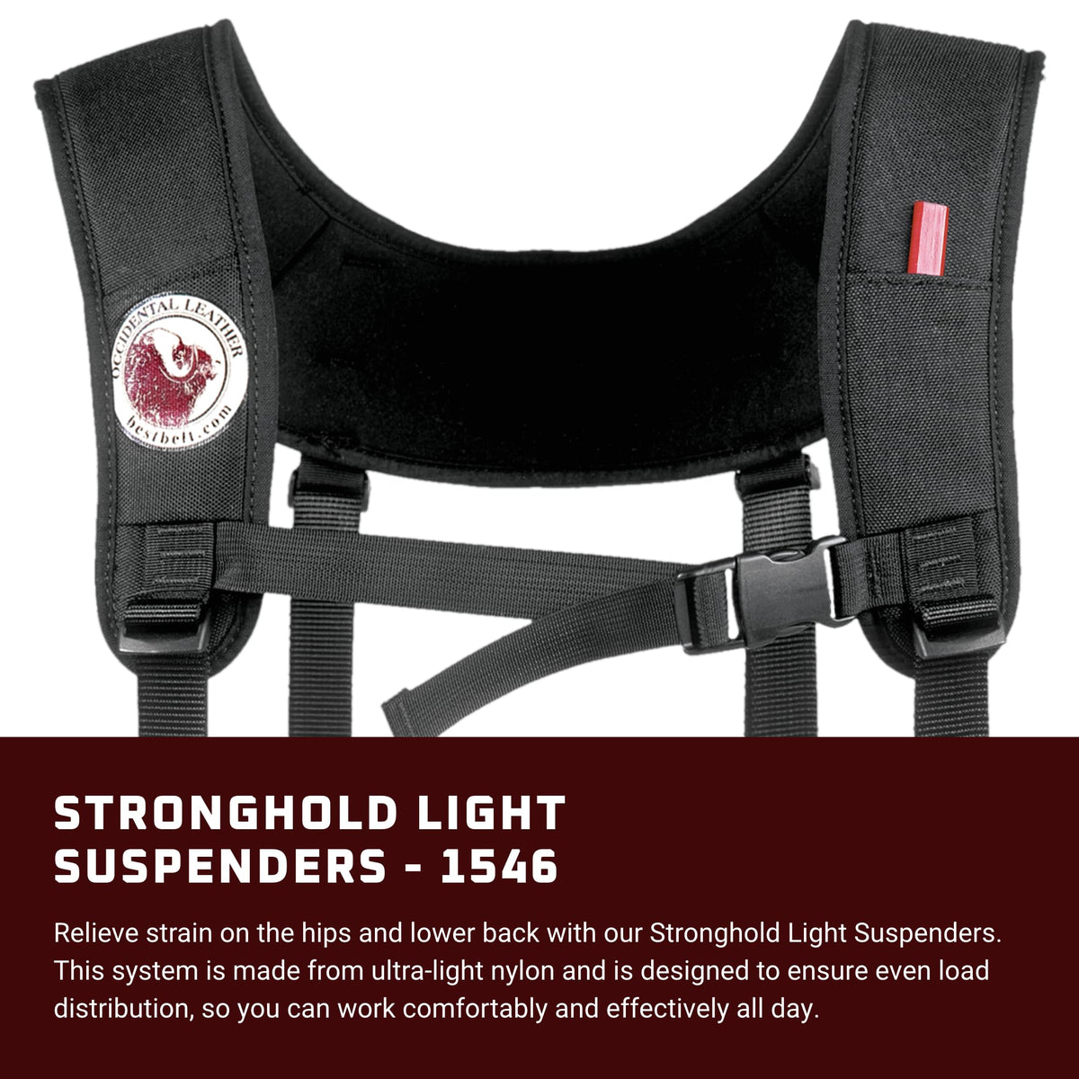 Occidental Leather Stronghold Light Suspenders - Ultra-Light Industrial Nylon Suspension Set - Includes Convenient Pockets - Made in USA