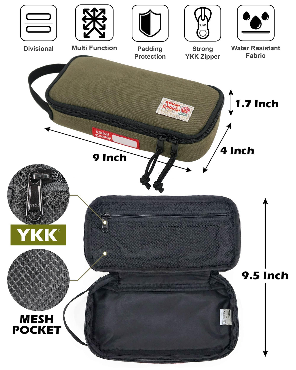 Rough Enough Small Tool Bag Pouch, Compact EDC Organizer, Army Green