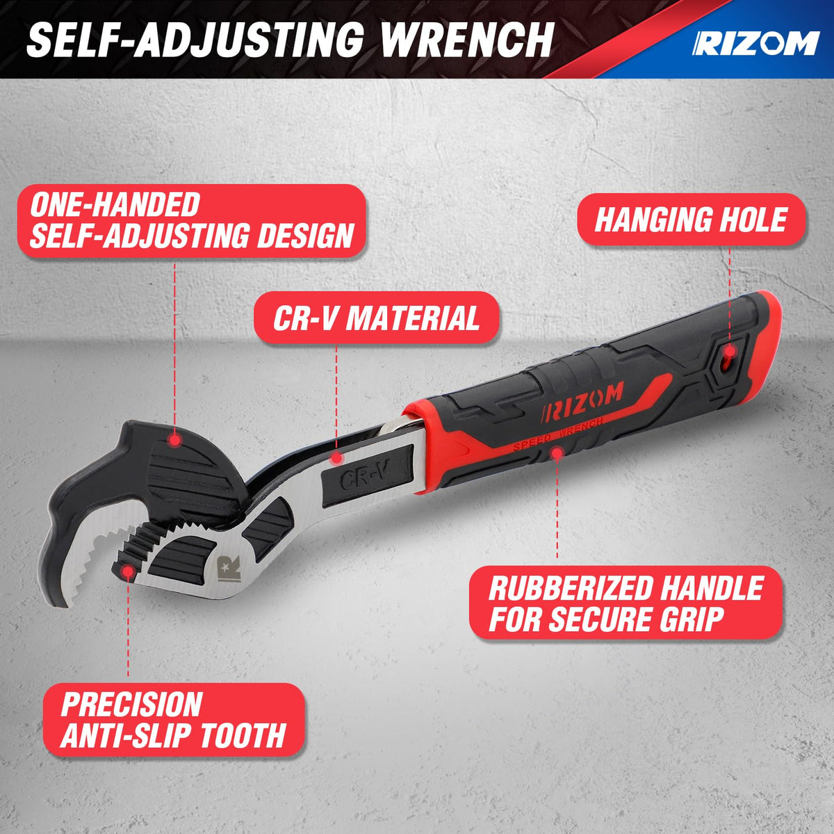 Rizom Self Adjusting Wrench, 6” 8” 10” Pipe Wrench Set