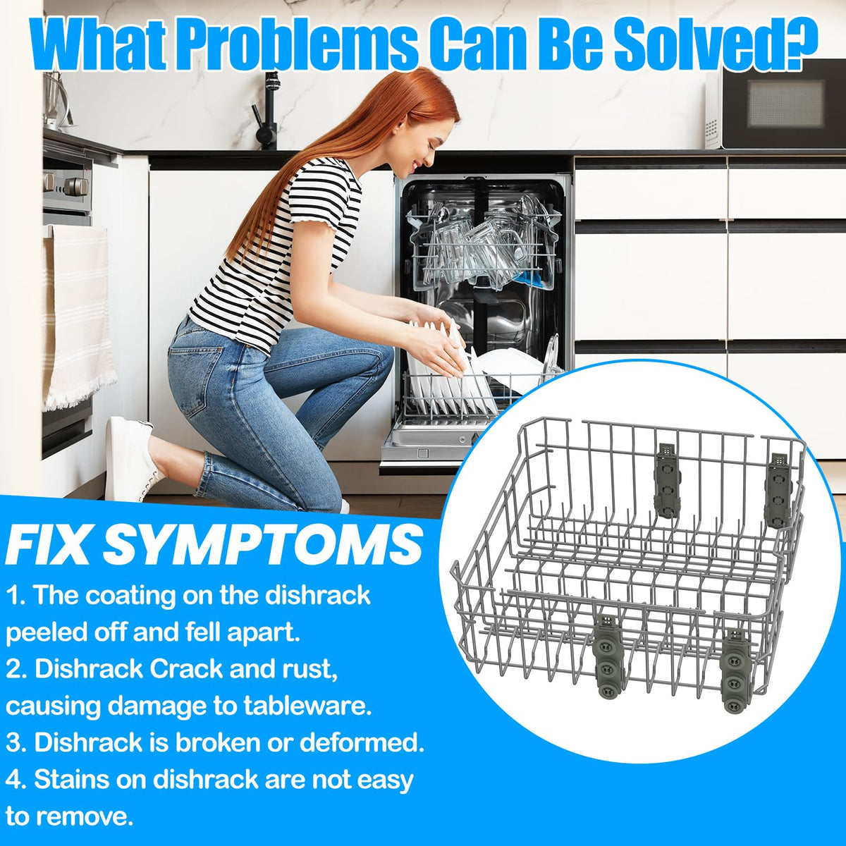 Upgraded WD28X35779 Dishwasher Upper Rack Compatible with GE Dishwasher Rack Replacement WD28X30219 GDF510PSR3SS GDF510PSM0SS GDF535PSR0SS GDT550HSD4SS GE Dishwasher Parts Top Rack Tray With Wheels