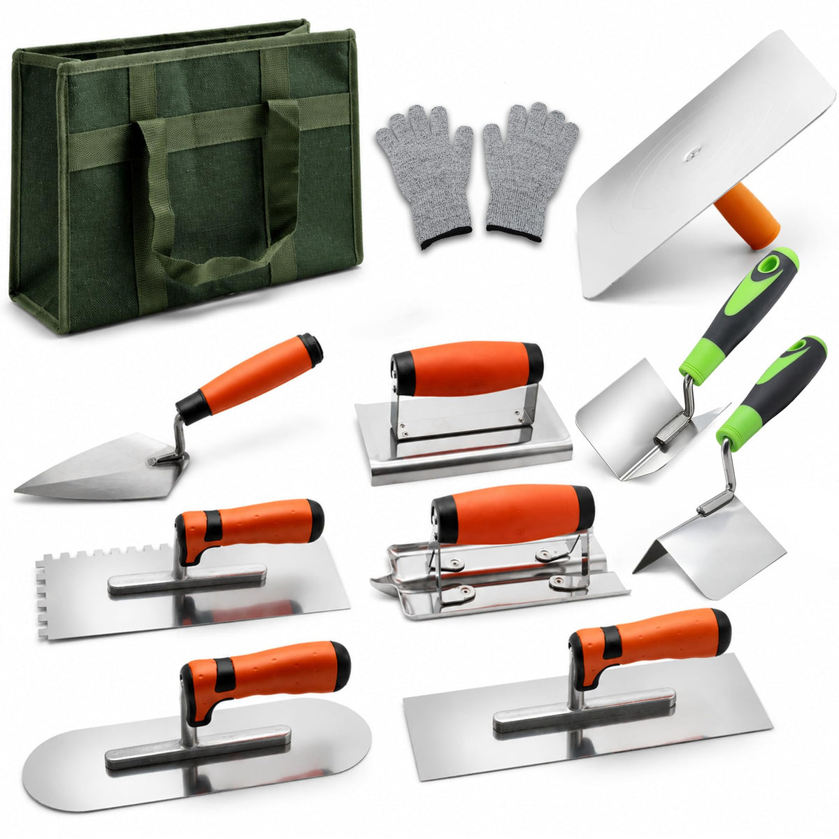 9-Piece Concrete Tools and Masonry Trowel Set with Edger and Hawk