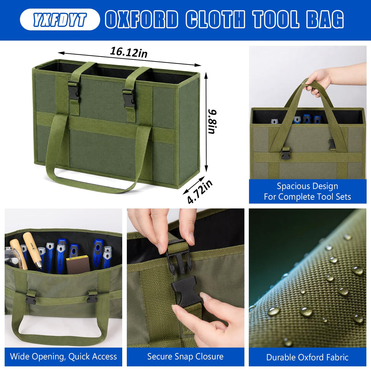 YXFDOYT 16Pcs Drywall Knife Set with 14"Drywall Mud Pan & Bag, Blue