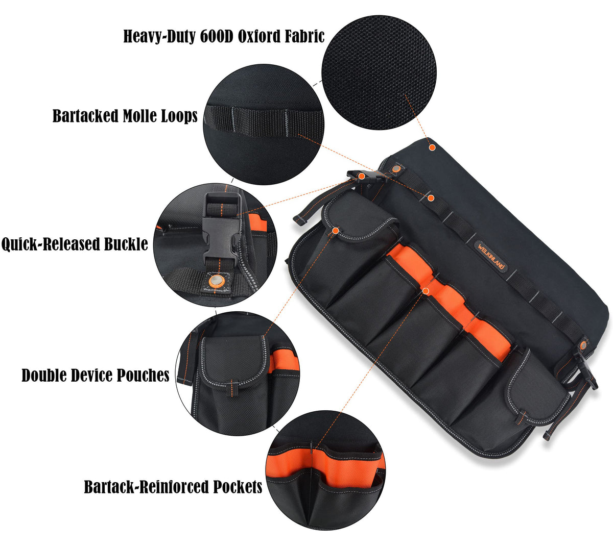 WELKINLAND 5 Gallon Bucket Tool Organizer, 47-Pocket 15L Bucket Tool Bag