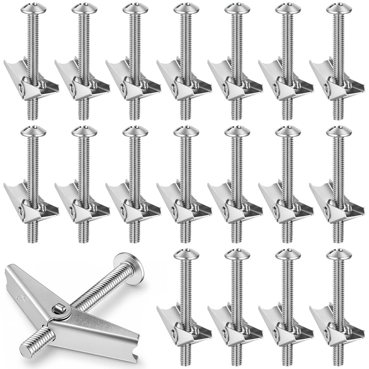 Yaocom 50 Pcs 5/16" X 3" Toggle Bolts and Wing Nut Wall Anchor for Drywall