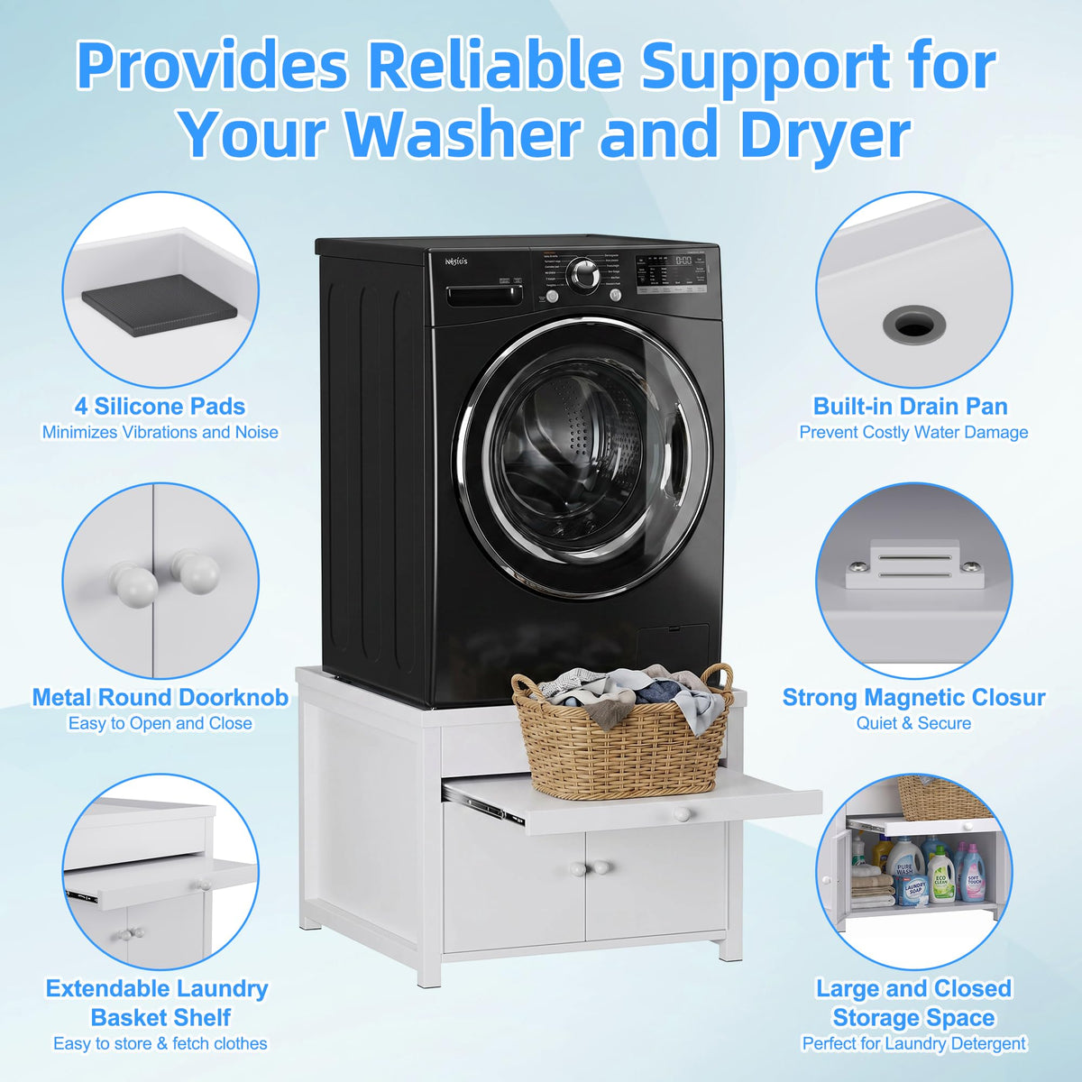 GangMei 29" Washer and Dryer Pedestal with Storage