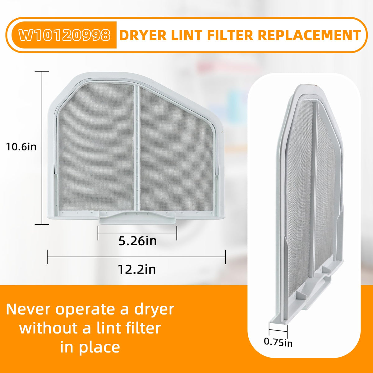 AMI PARTS W10120998 Dryer Lint Screen Filter Repla