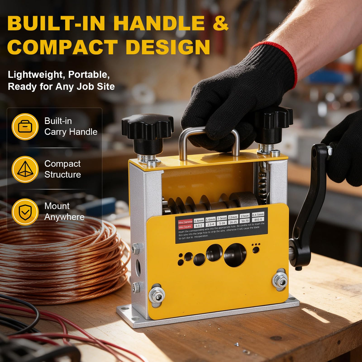 2 in 1 Wire Stripper Machine Manual & Drill‑Powered, Fits 0.06"–0.67" Wires