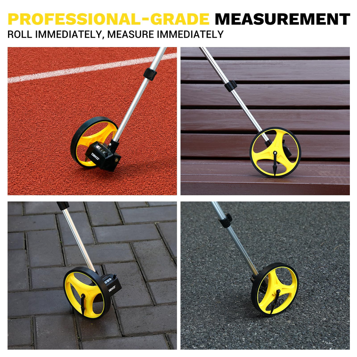 Measuring Wheel: DEKOPRO 6 Inch Measure Wheel in Feet, 9,999 Ft Measuring Wheels One Key to Reset, Portable Wheel Measurement Roller with Storage Bag