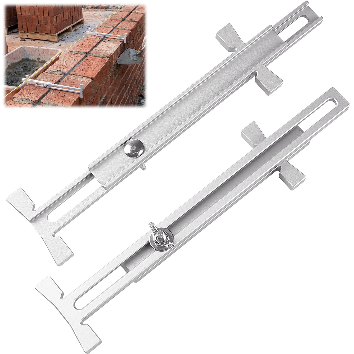 2 Pack Aluminum Line Stretchers Masonry, Block Line Stretcher for Masonry Tools, Adjustable 3.8"-12.4" String Line Holder